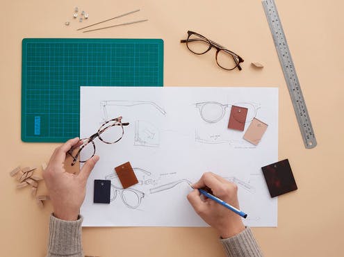 drawing of glasses being designed