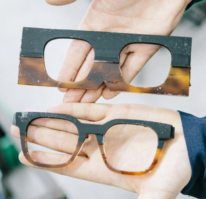 acetate glasses cut out of acetate block